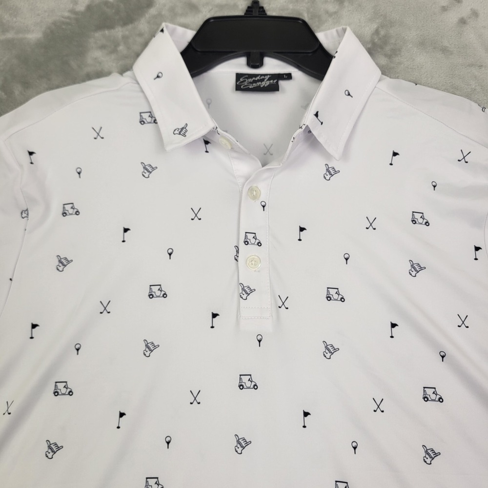 Sunday Swagger Polo Shirt Mens Large Performance Short Sleeve Golf Print